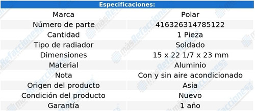 (1) Radiador De Agua Soldado Polar 207 Std L4 1.6l 08_14 Foto 2