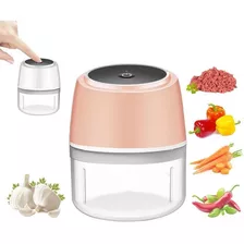 Mini Processador Triturador Moedor Elétrico Alho C/ Fio Usb Cor Rosa