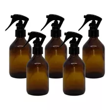 5 Frascos Vidro Âmbar 150ml Válvula Gatilho Spray Borrifador