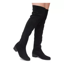 Bota Montaria Feminina Over The Knee Camurça Stretch Da Moda