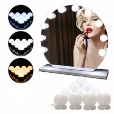 Kit 10 Focos Camarin Lamparas Luz Led Espejo Usb Maquillaje