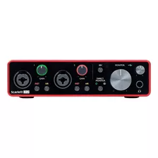 Interface De Áudio Focusrite Scarlett 2i2 Vermelha De 3ª Geração