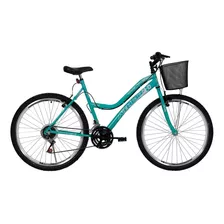 Bicicleta De Passeio Adulta Athor Bikes Musa Aro 26 Feminina Bike Com Cestão 18 Marchas Freio V-break Cor Verde Retrô Com Descanso Lateral Aro Aero Color Câmbios Atr 2022 Quadro 18