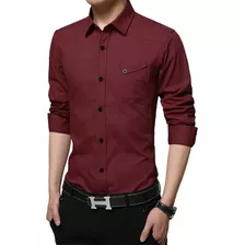 Camisas De Vestir De Algodón Para Hombre, Camisa Casual De N