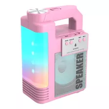 Parlante Rosado Portátil Bluetooth Luz Led Nf4070