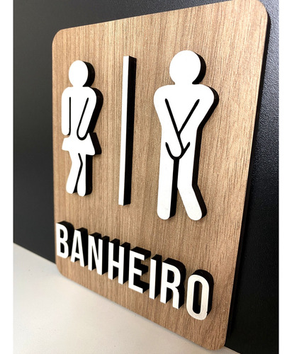 Placa Sinalização Banheiro Sanitário H, M, Unissex Divertido Banheiro Estiloso