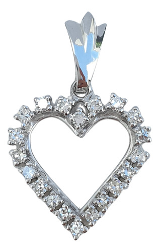 Pingente Coração Com Diamantes 0,50ct De Ouro 18k 750 Branco