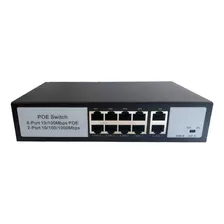 Switch Poe 8 10/100 + 2 Puertos 10/100/1000 Cctv Pctecno