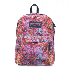 Mochila Jansport Superbreak Multi Flower Explosion Color Rosa Oscuro Diseño De La Tela Estampada