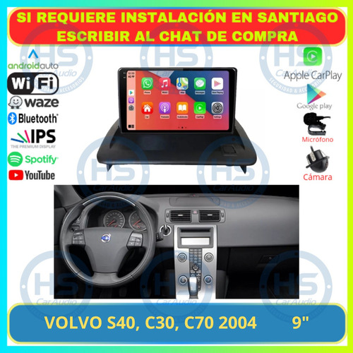 Radio 9 PuLG Android Auto Carplay Volvo S40, C30, C70 +2004 Foto 2