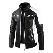 Chaqueta De Cuero De Moto Casual De Invierno Para Hombre