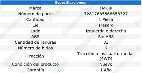 1 Maza Tras Izq/der Sin Abs Montero V6 3.5l 01 Al 02 Tmk Foto 2