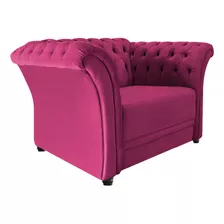 Poltrona Decorativa Chesterfield Sofia Suede Pink - Ds