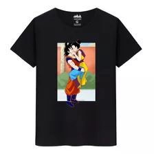 Camiseta Masculina Algodão Premium Goku Chichi Dragon Ball