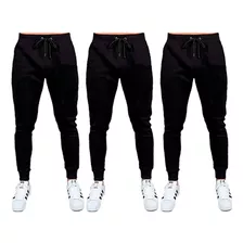 Kit 3 Calça De Moletom Masculina Slim Sport Academia Full