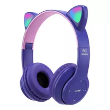 Audifonos Orejas De Gato Led Diadema Bluetooth Inalámbricos Color Violeta
