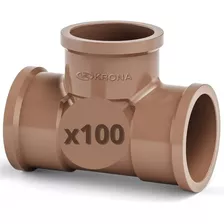 100 Peças Te 90º Soldável 25mm 3/4 Pvc União Marrom 