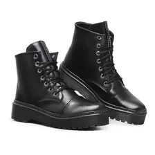 Bota Coturno Feminino Casual Cano Médio Tratorada Inverno 