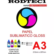 500 Folhas Papel A3 Sublimatico Rodtec Gloss + Perfil L1300