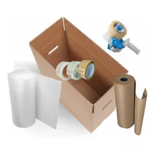 Cajas De Cartón 60x31x34 Kit Mudanza+ Tirro + Papel Burbuja