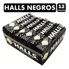 Halls Negros Caramelos Menta Extra Fuerte Display 12 Uni