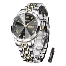 Relógio Masculino Olevs Quartzo Luxo Pulseira Aço Inox