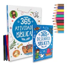 Kit Livro Infantil 365 Atividades Bíblicas + 365 Historias Bíblicas Para Colorir Lindos Desenhos E Ensinamentos Bíblia