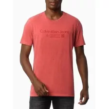 Camiseta Em Mescla Calvin Klein Jeans Qr Code Goiaba