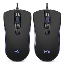 2 Mouse Con Cable Gamer Para Pc | Rii / Ergonomico / Negro