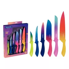 Jogo Facas Colorcut Lâminas Aço Inox 6 Peças Tramontina