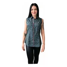 Camisete Floral Feminina Sem Manga Emillia Algodão Egípcio