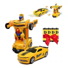 Carrinho Camaro Transformers Vira Robô Luz Som Bate Volta F