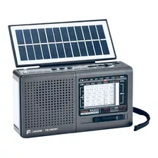 Rádio Solar F-sound Portátil Bluetooth / Fm / Am / Sw Prata