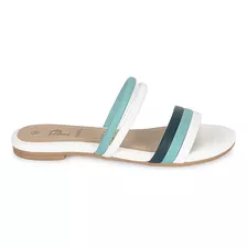 Sandalia Slide Casual Mujer Piazza Blan/cele 102