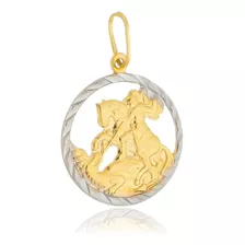 Pingente Medalha São Jorge Em Ouro 18k Cor Amarelo