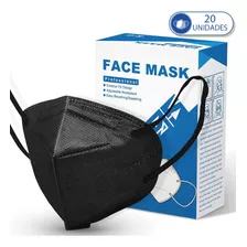 Pacote De 20 Máscaras Descartáveis Kn95 Pff2 Preta Com Clipe