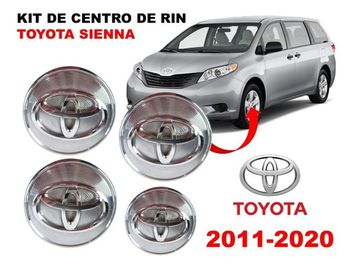 Kit 4 Centros De Rin Toyota  Sienna 11-20 62 Mm Corrugados Foto 2