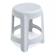 Banco Banqueta Taburete Plastico Simil Rattan - Homeshop Acabado De La Estructura Liso Color Blanco