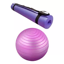 Bola Inflavel Exercicios Tapete Yoga 170x60cm Espessura 5mm Cor Lilás Roxa