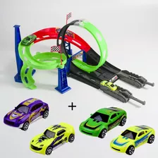 Pista Looping 360° 4 Carrinhos E 2 Lançadores Tipo Hotwheels