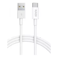 Cabo Kaidi De Carregador E Dados Turbo 1 Metro Usb / Tipo-c Cor Branco