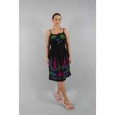 Vestido Indiano Curto Viscose Com Flor No Dusto A2z-280b