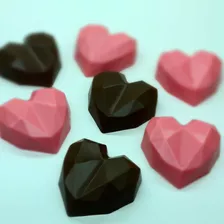 Molde Acetato Corazón Diamante X 4 - 6cm De Diametro Trufas