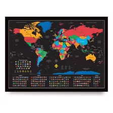 Mapa Mundi Raspadinha Com Moldura 42x60 Presente Namorados