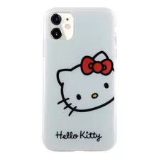 Protector Hello Kitty Logo Face Blanco Para iPhone