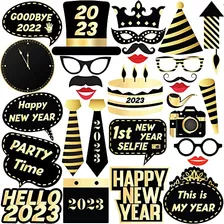 New Years Eve Photo Booth Props 2023 Shiny Foil Print N...