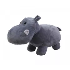 Hipopótamo Em Pé Cinza De Pelúcia 52 Cm