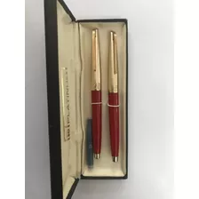 Pluma Fuente Y Bolígrafo Platinum Bachiller (rojo)