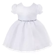 Vestido De Batizado Bebe Menina Bonita Branco Comunhão Luxo