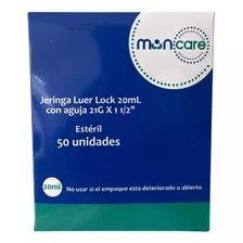 Jeringa Luer Lock 20ml C/aguja 21g X 1 1/2 Muncare 50 Uni